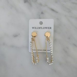Wildflower Jewelry - Safety Pin Rhinestone Earrings Wildflower Jewelry - Safety Pin Rhinestone Earrings